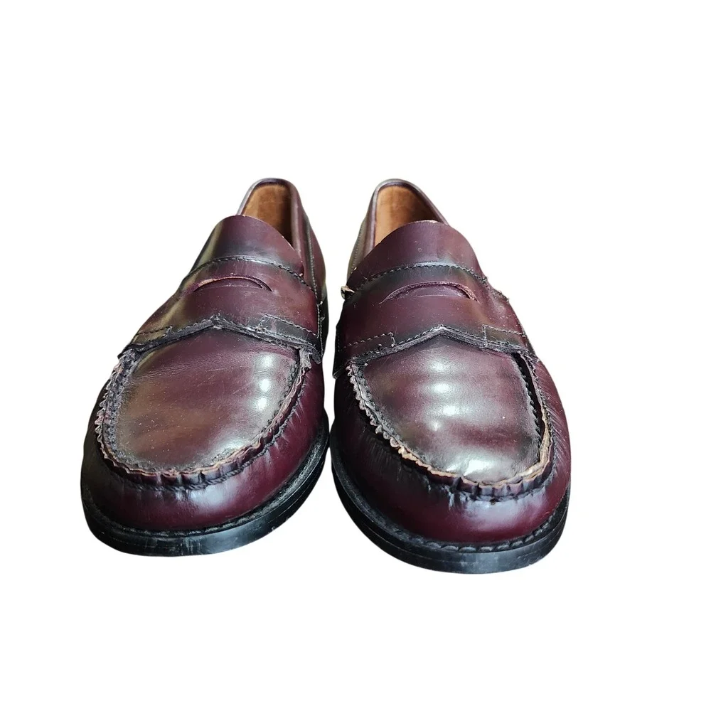 Pappagallo Penny Loafers Women 6.5 M Burgundy Leather Classic Flat Shoes Vintage